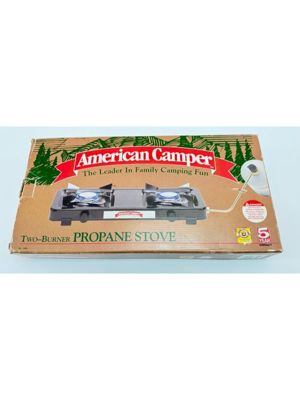 Vintage American Camper No. 1080 Two Burner Propane Stove Open Box w/ Box